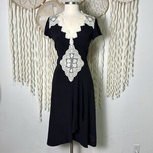 Vintage Y2K Mayle Silk Victorian Lace Detail Dress Size 8